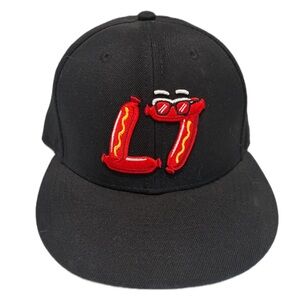 Stylish Black Cap with Red Hot Dog Embroidery